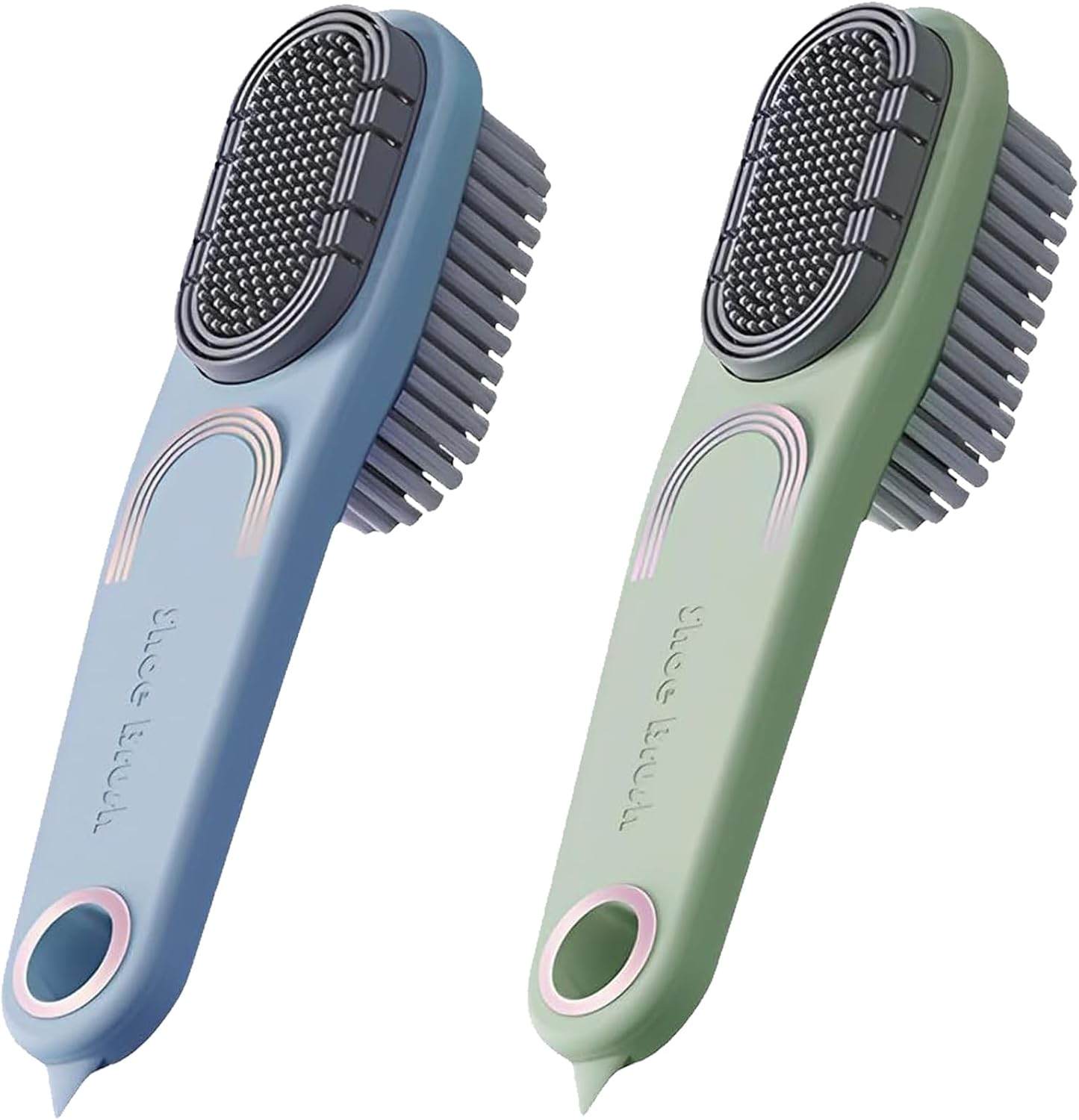 Lot de 2 brosses à poils avec manche en bambou amovible - 42 cm Lot de 2 brosses à poils avec manche en bambou amovible - 42 cm