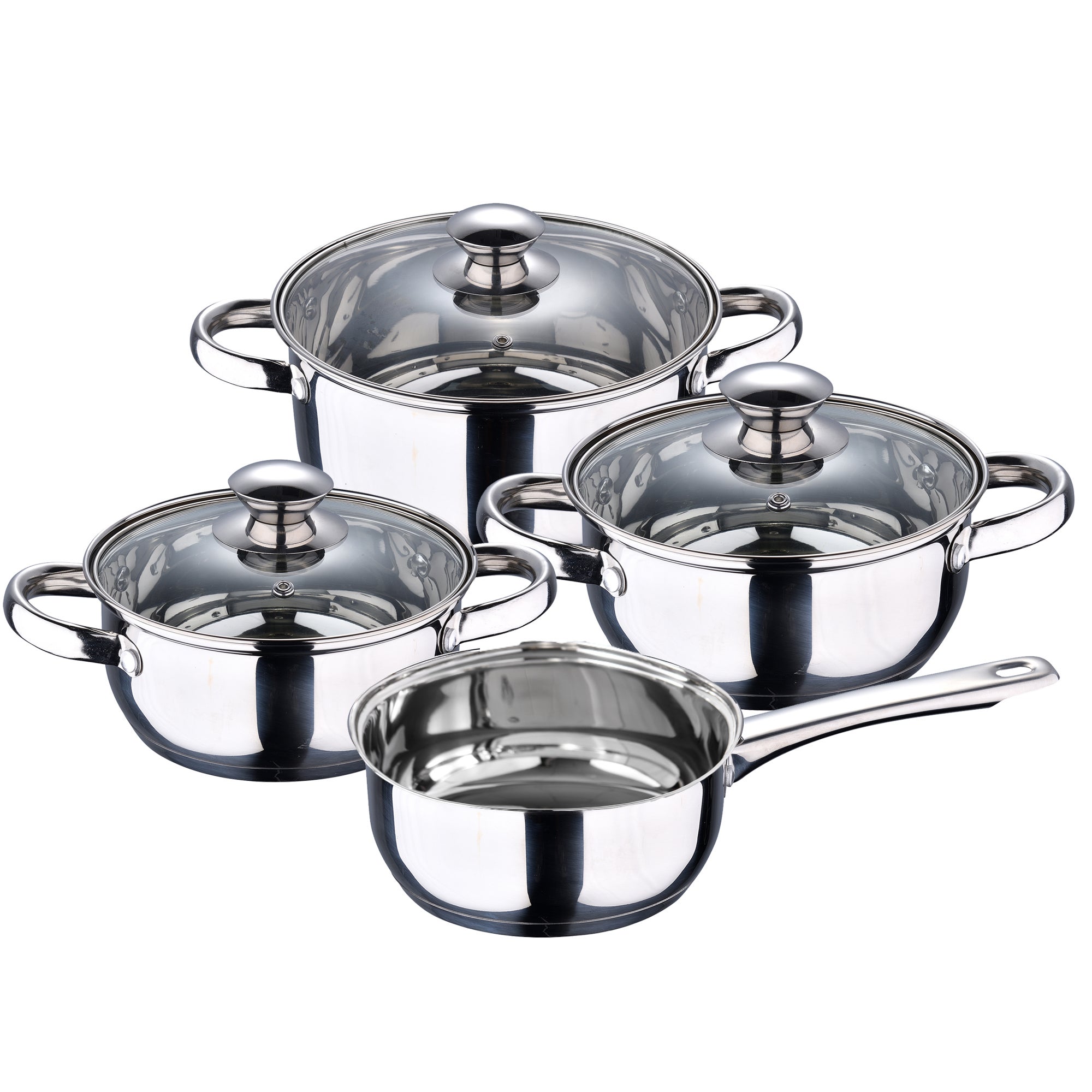 Batería de cocina 7 piezas SAN IGNACIO en acero inoxidable + Set 3 sartenes Ø16/20/24 cm, aluminio prensado, aptas para inducción - 4