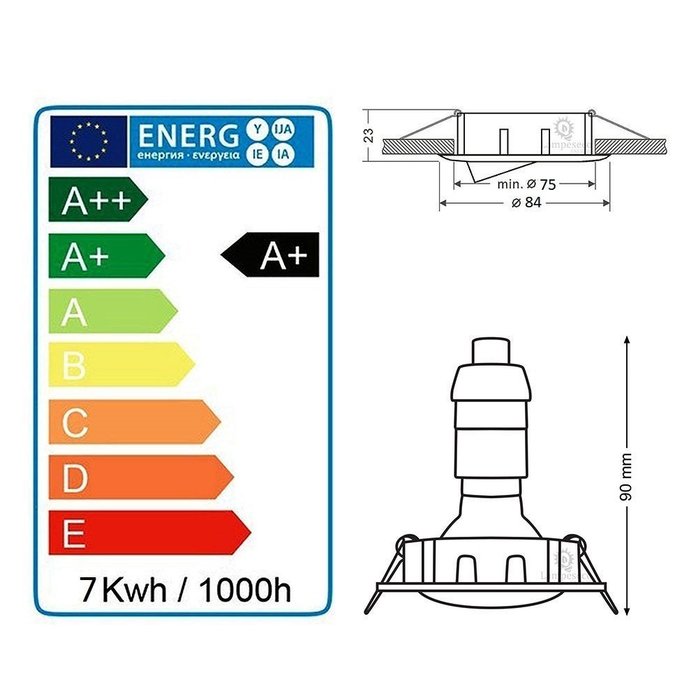 10 Spots led 3-step dimmable sans variateur 7w eq.56w blanc chaud orientable finition blanc - 4