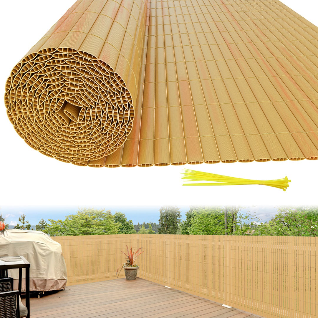 Solidna mata PVC – Zewnętrzna osłona prywatności do ogrodu, tarasu i ogrodzenia Bambus 180 x 700cm