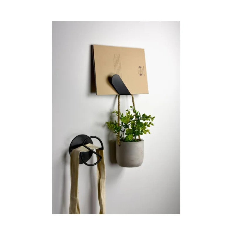 Patère porte manteau mural à 1 tête en acier noir, L. 174 x H. 73 x P. 35 mm - 2