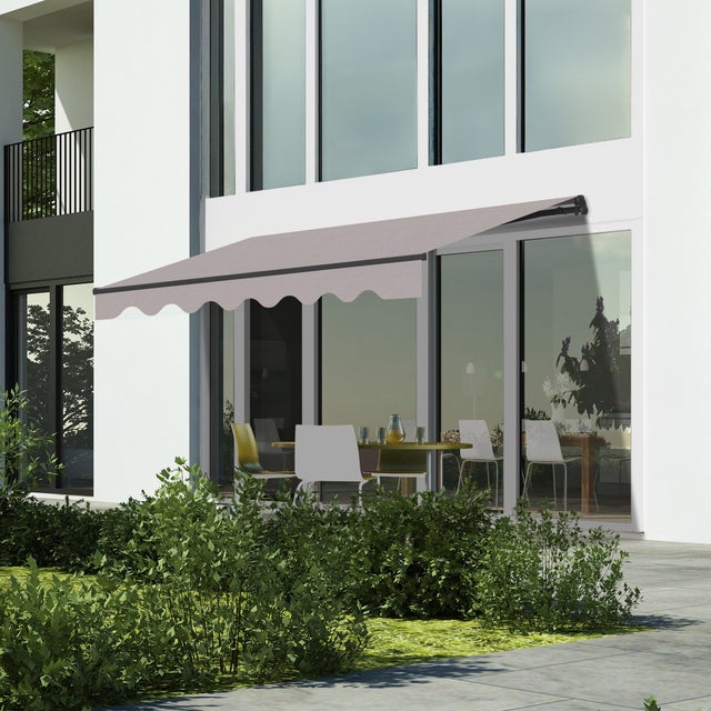 Toldo Manual Retrátil 3x2,5m Cinza Poliéster – Estrutura em Alumínio Antracite Inclinação Regulável