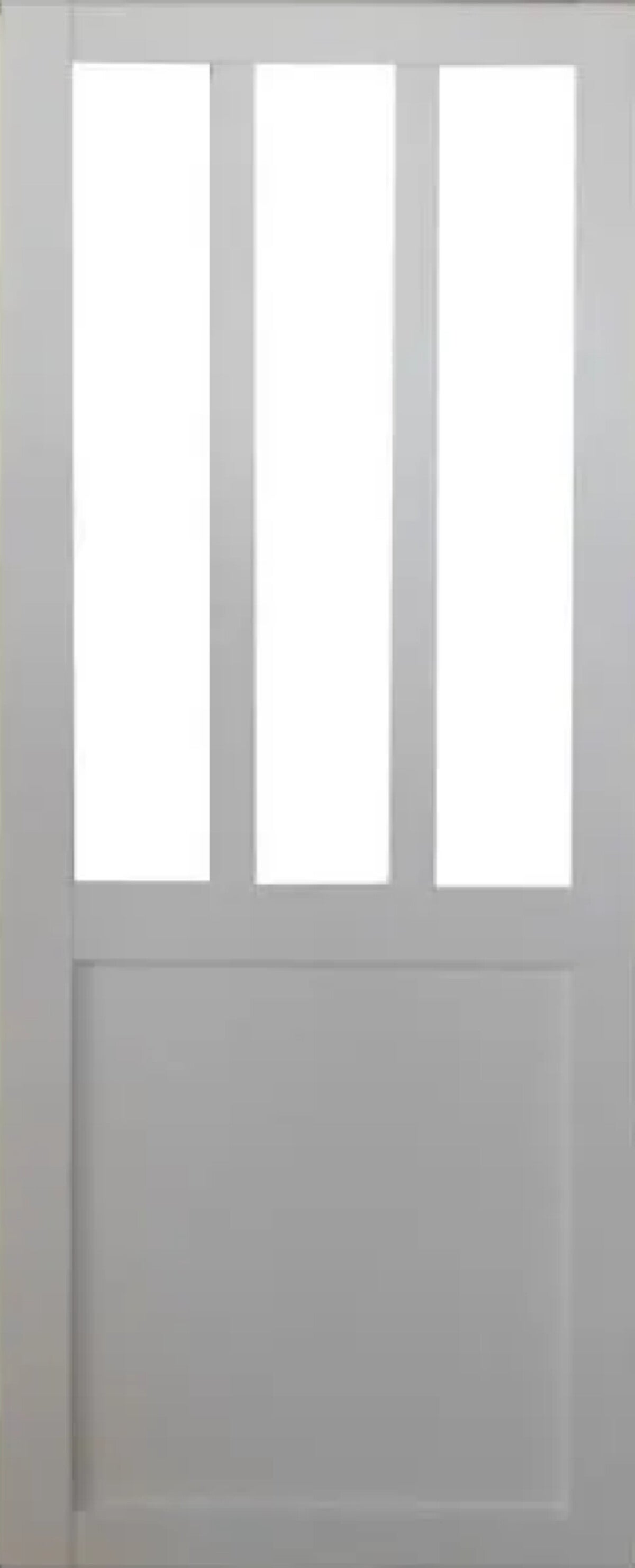 Porte Coulissante Atelier Blanc H204 X L73 + Rail Alu Bandeau Blanc Et Coquilles Gd Menuiseries - 3