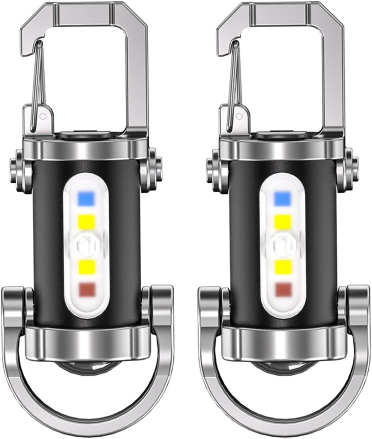 Miniaturowa latarka LED z akumulatorem USB-C, wodoodporna, wielofunkcyjna, przenośna, z 3 trybami oświetlenia, powerbank na kemping (2 sztuki)
