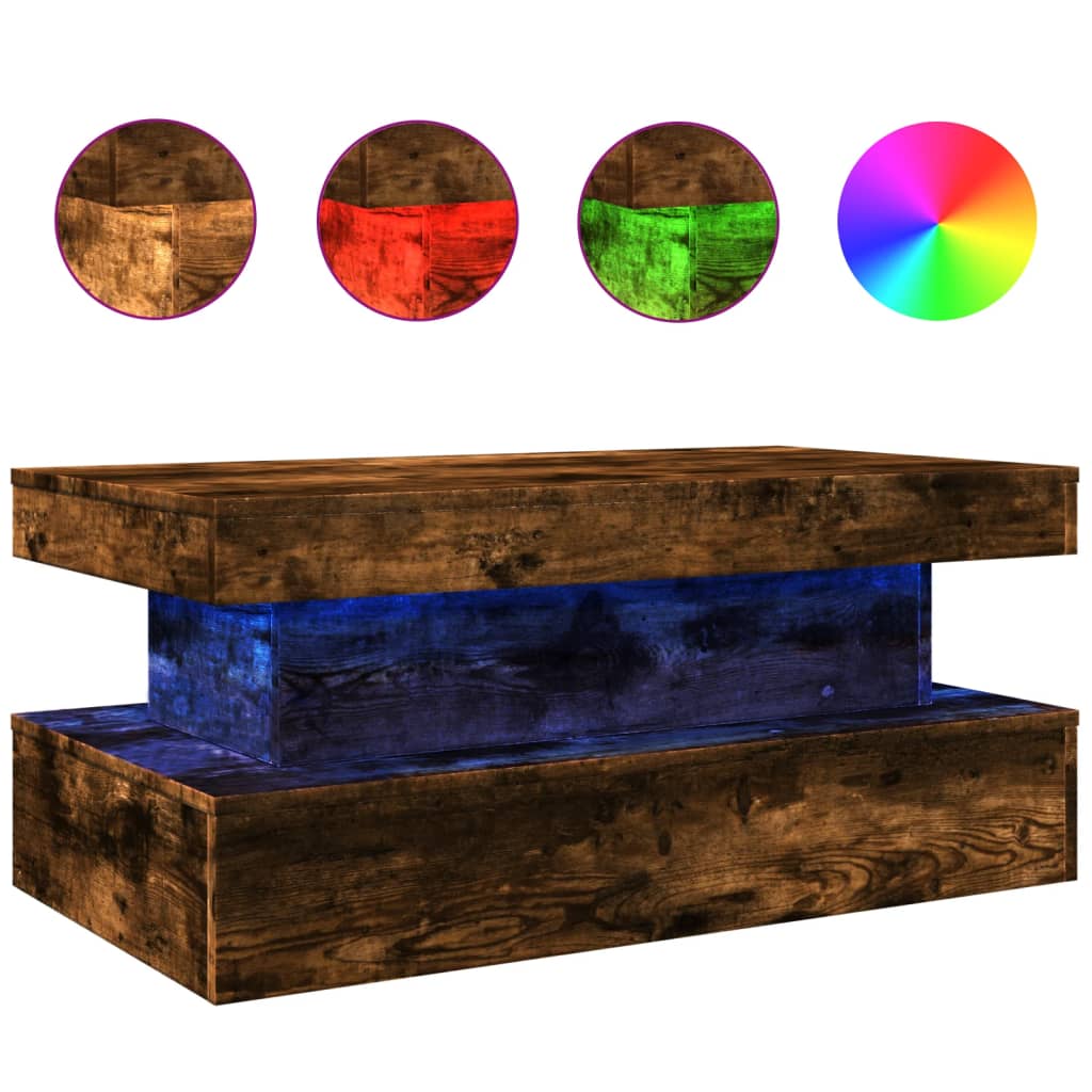 Table basse - MXZZAND - Modèle avec lumières LED - Noir - 55x55x31 cm Table basse - MXZZAND - Modèle avec lumières LED - Noir - 55x55x31 cm
