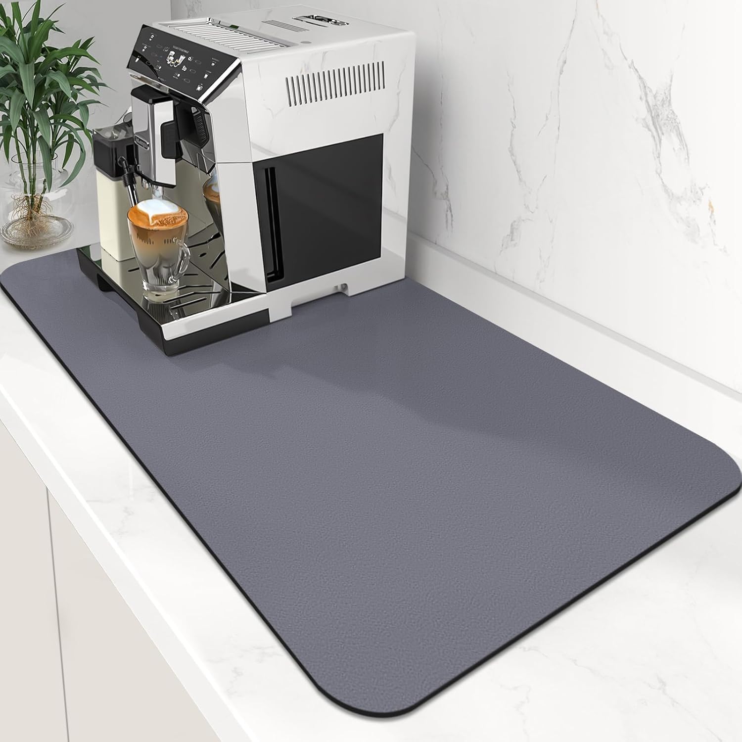 Tappetino Drenante Da Cucina Super Assorbente 40x60 Cm Grigio – Antiscivolo, Asciugatura Rapida, Per Scolapiatti E Macchina Caffè