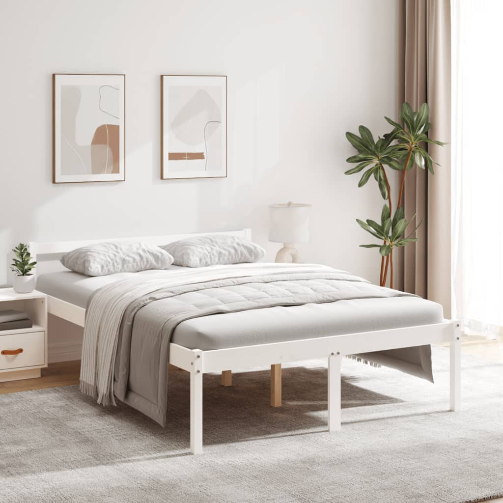Vidaxl Estructura De Cama Madera Maciza Pequeña Doble 120X190cm Blanco , Leroy Merlin