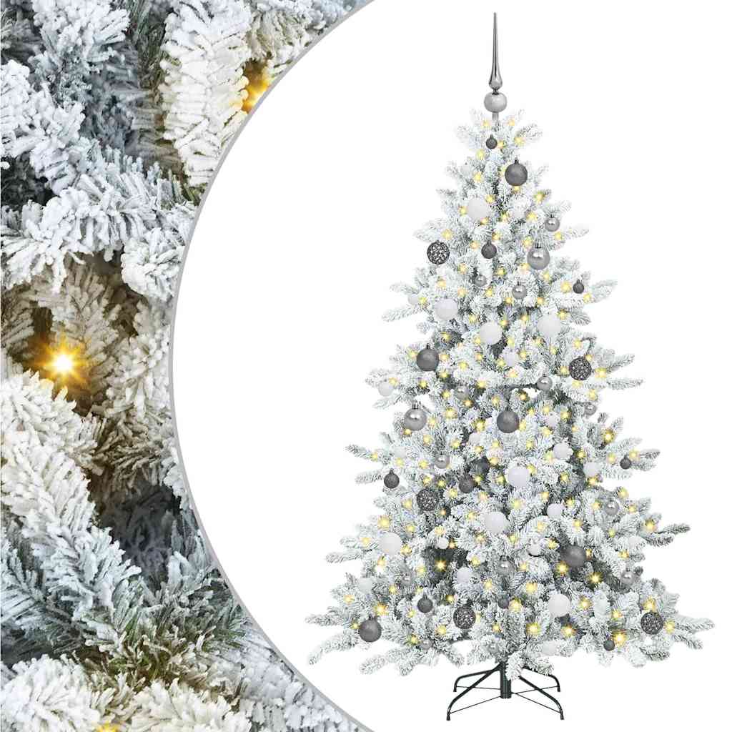 Sztuczna choinka z zawiasami z 300 diodami LED 180 cm PVC