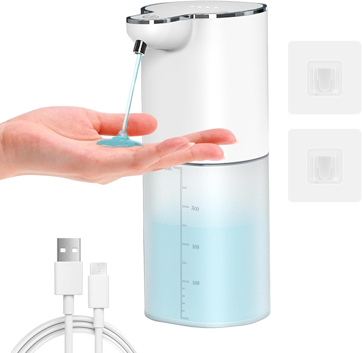 Automatyczny dozownik mydła do montażu ściennego, dozownik mydła w płynie o pojemności 400 ml, ładowanie USB-C, czujnik elektryczny