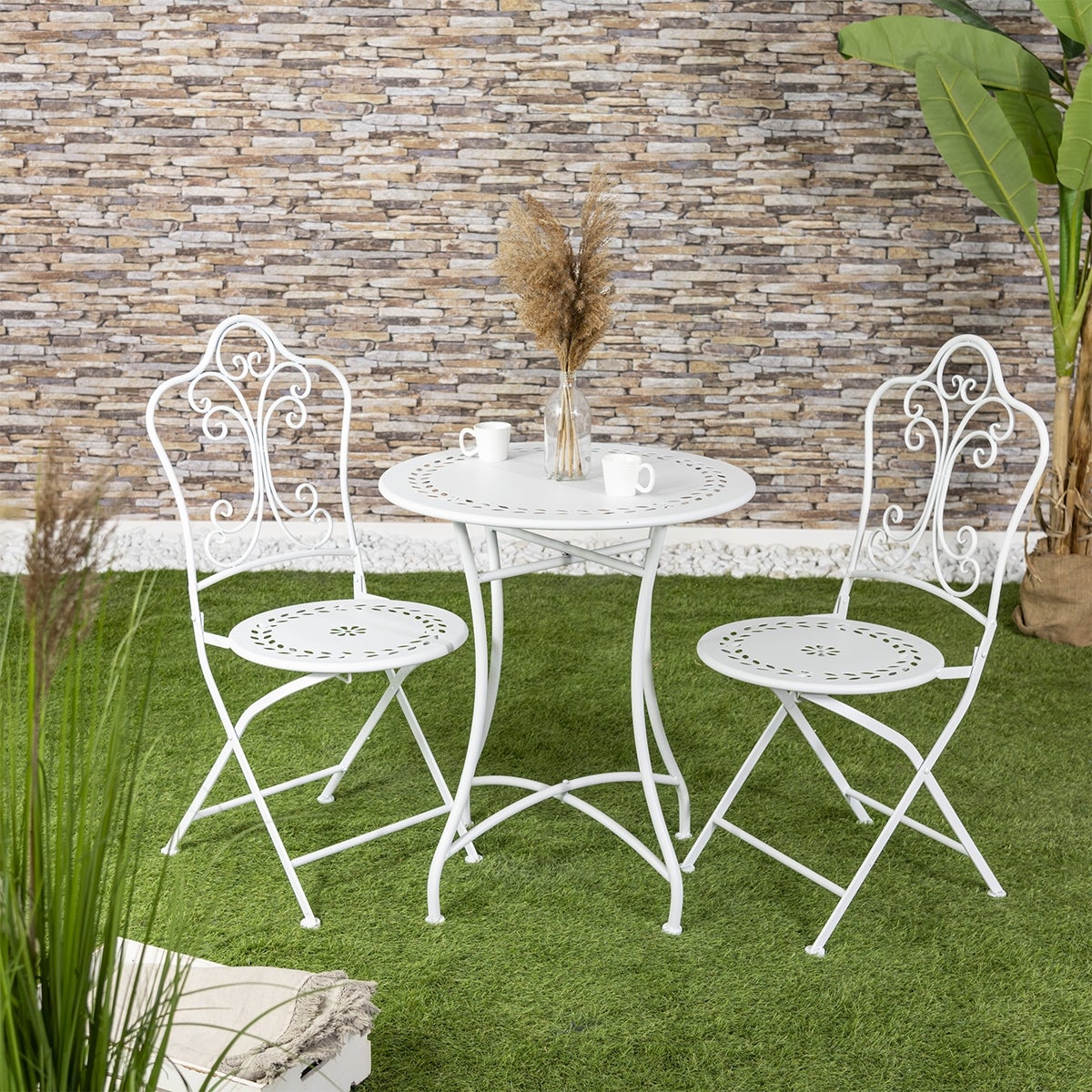 Set tavolo e 2 sedie da esterno in ferro bianco Provence Breakfast - 2