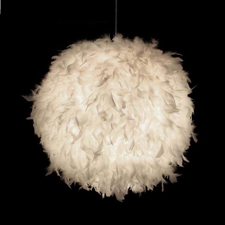 Suspension plume luminaire blanc moderne lustre abat-jour 30cm pour salons chambres d'enfants ampoule non incluse，Fyntera Europa - 5