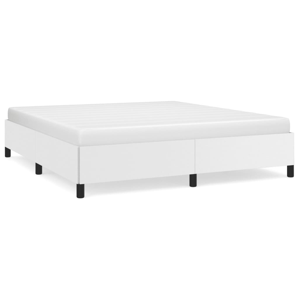 Cadre de lit sans matelas blanc 160 x 200 cm similicuir - 2