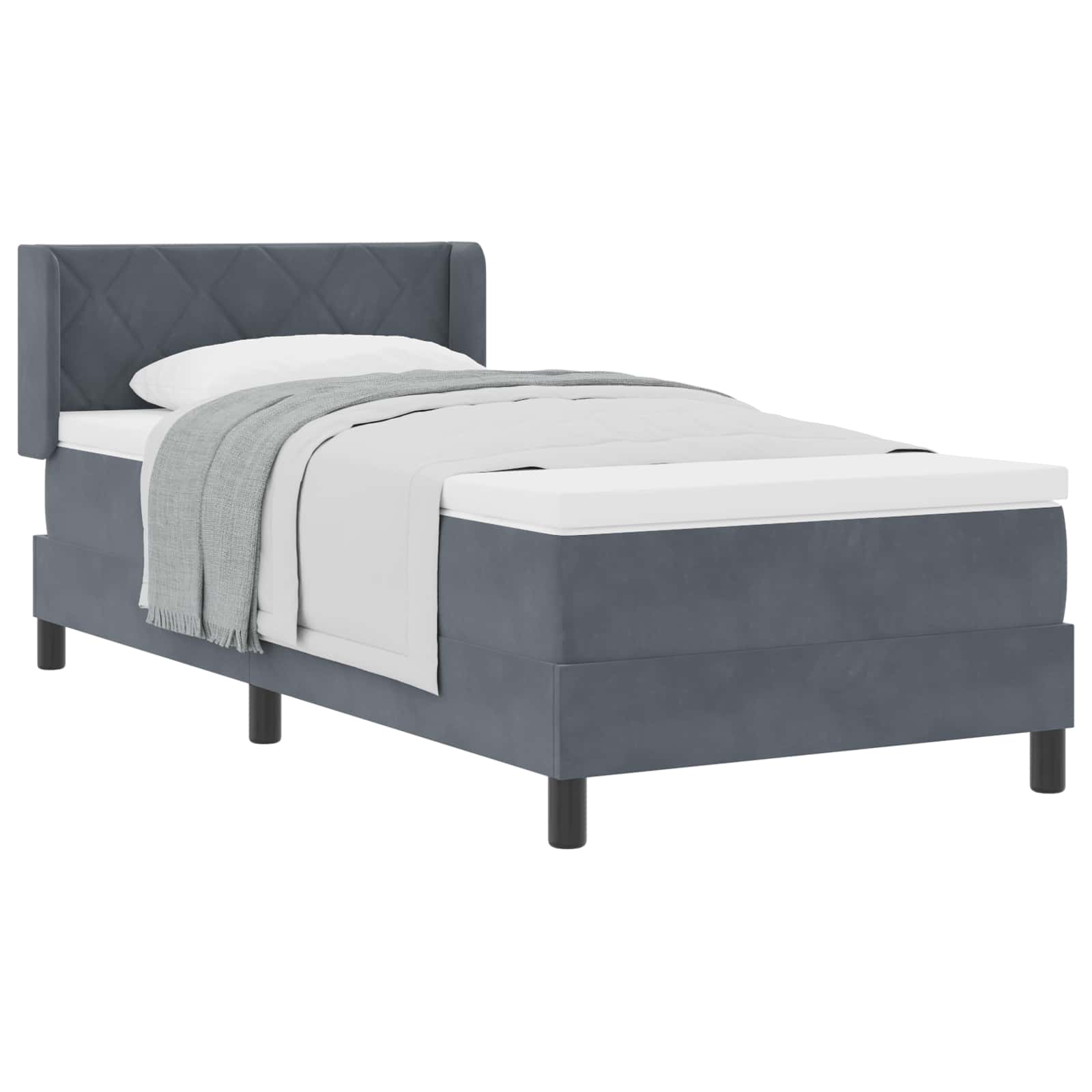 Cama tipo Box Spring Manual Gris oscuro 190 x 90 cm Terciopelo | Leroy ...