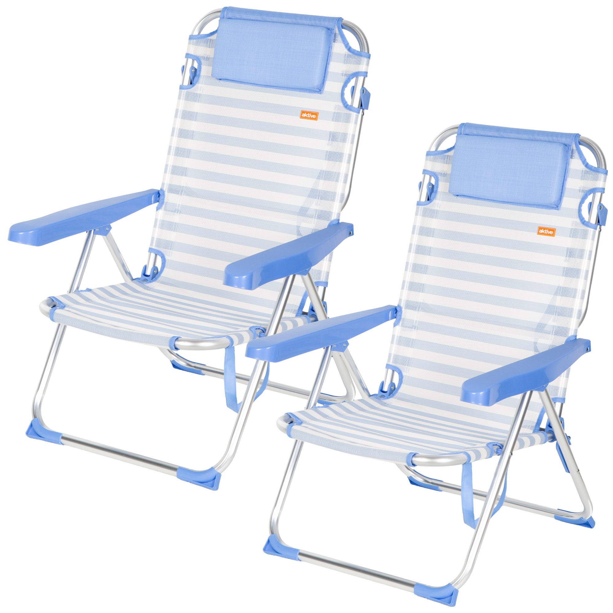 Pack 2 sillas playa alto multiposición 48x60x90 cm rayas
