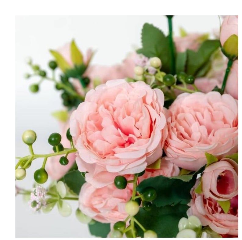 Lot de 4 bouquets de pivoine artificielle fleurs artificielles en soie pour mariage, maison, table, fête, décoration de fenêtre - 3