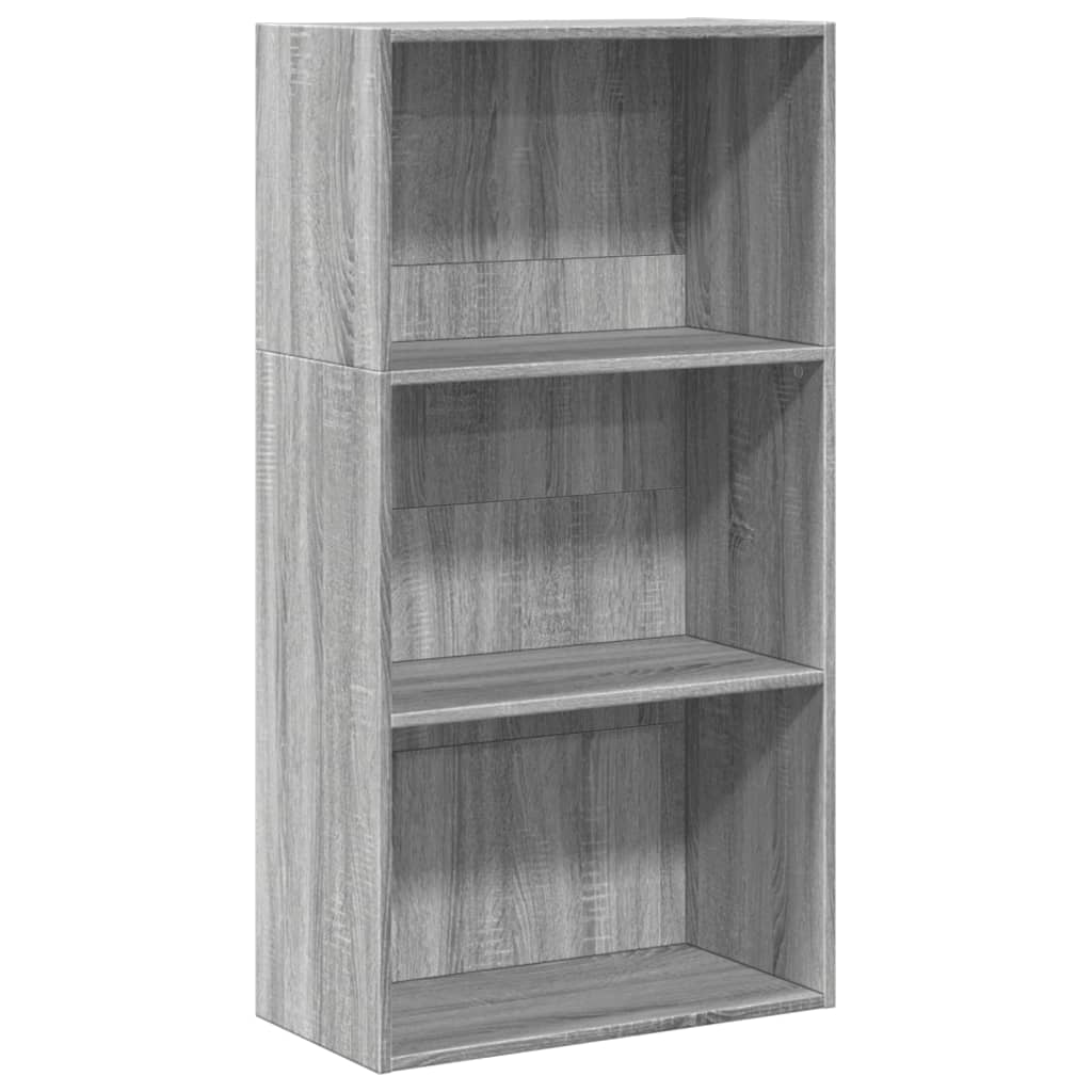 Bibliothèque étagère 2 Niveaux Sonoma Gris 60x24x76 Cm - Rangement Livres, DVD, Déco - Meuble Salon Compact - 5