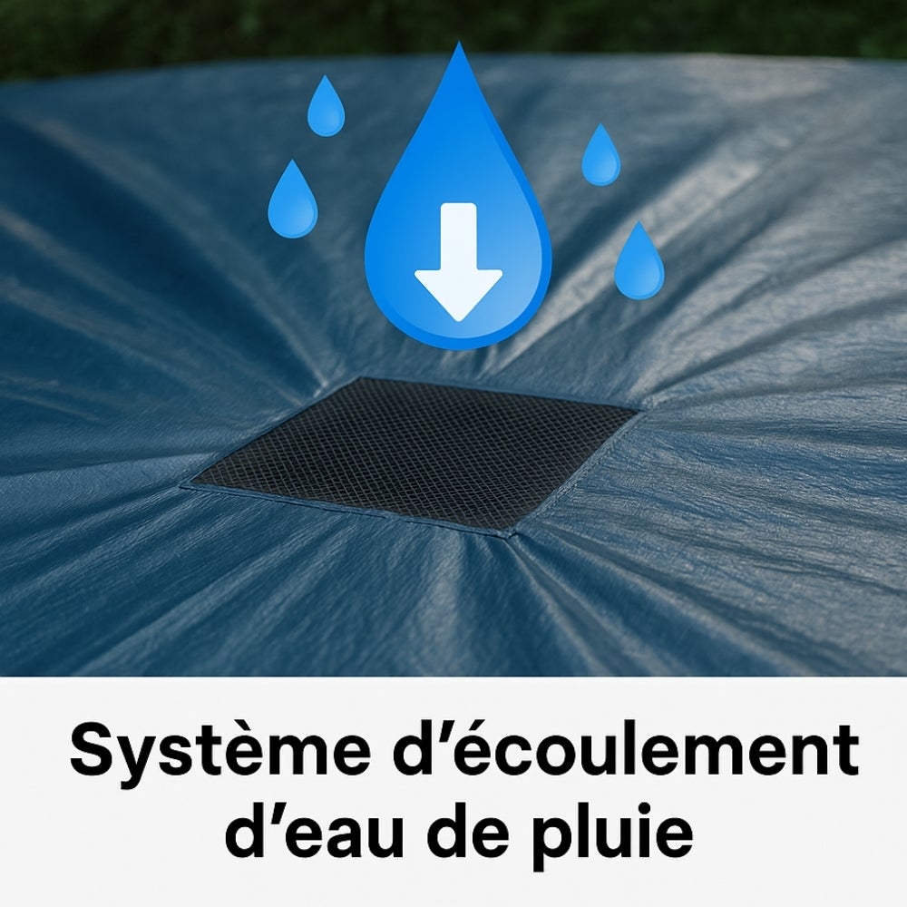 Bâche Piscine Ronde 6.2 m, 140 g/m² - Bache Hivernage Piscine Hors Sol - Filet d'Écoulement 35 x 35 cm, Cordon de Serrage - Pour piscine 5.40 m - Bleu - 5