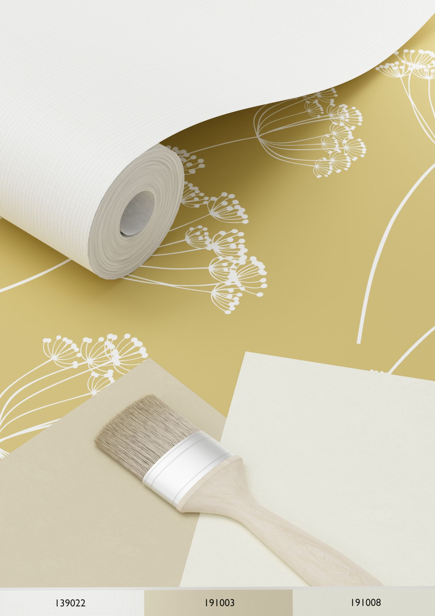 Papier peint ombelles jaune ocre et blanc - 53 cm x 10.05 m - ESTAhome - 4