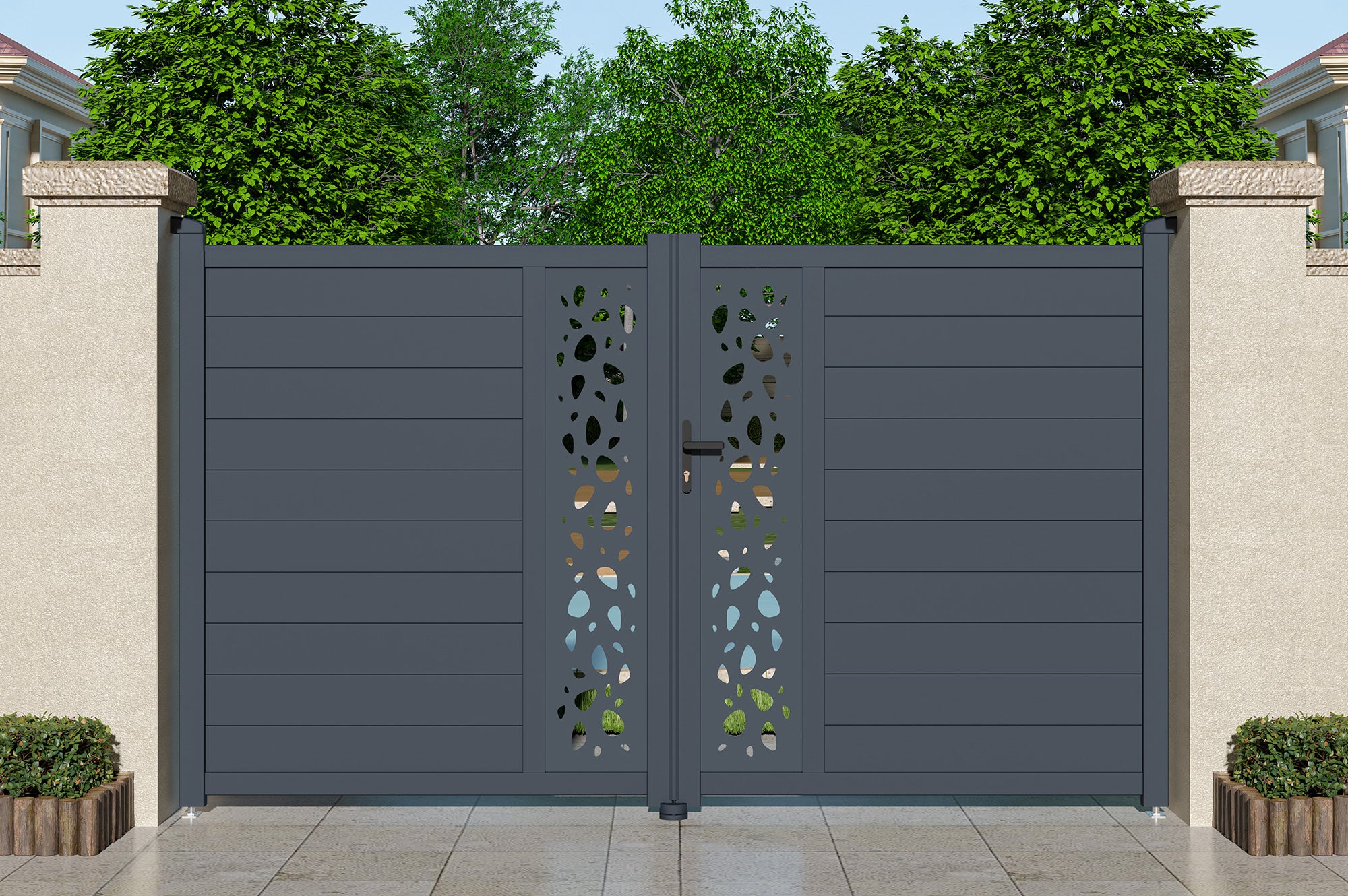 Portail battant 3m SUNNY H.180cm aluminium gris - 9