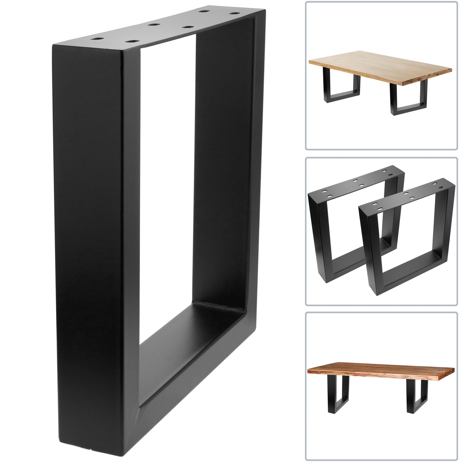 Pieds De Table/ Banc En Acier - Hauteur 16 Pouces (40 Cm) - Lot De 2 - Couleur Noire - Style Moderne - Neuf