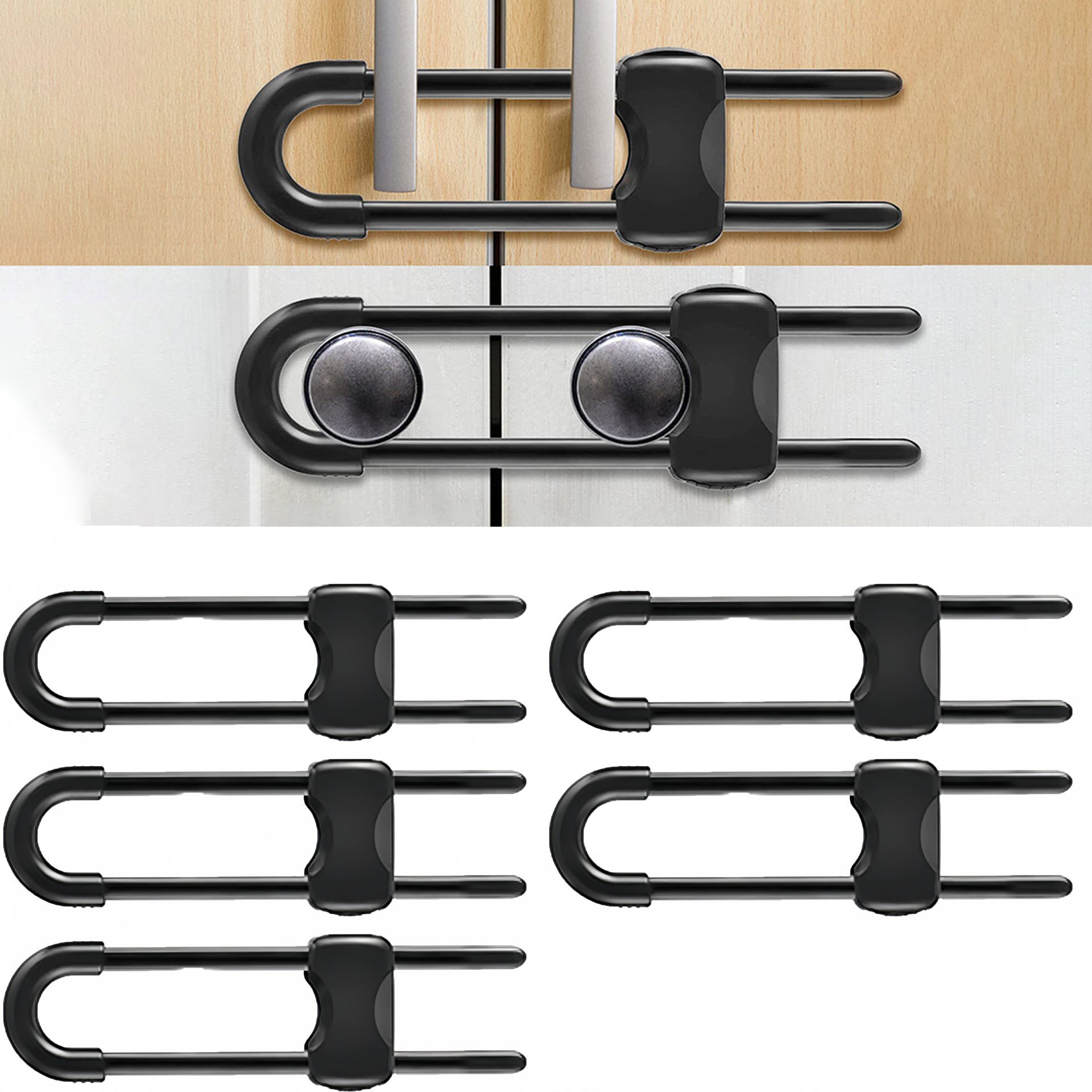 Cerradura De Embutir AMIG Con 4 Bulones - Seguridad Para Puertas De Madera (50/85 Mm, Negro) - Picaporte Reversible Sin Cilindro