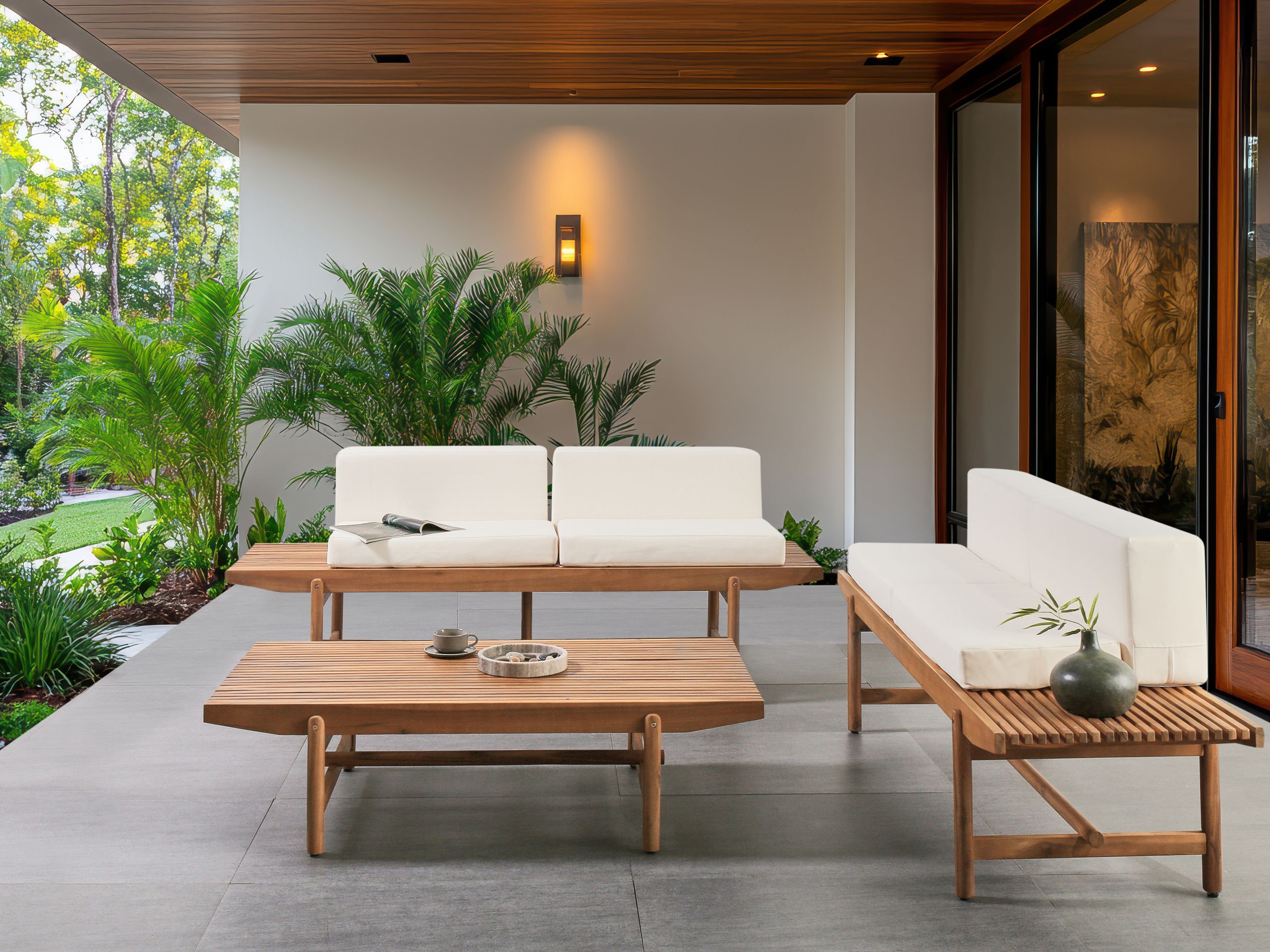 Set da giardino con tavolo posti GIAVENO Legno d'acacia Bianco