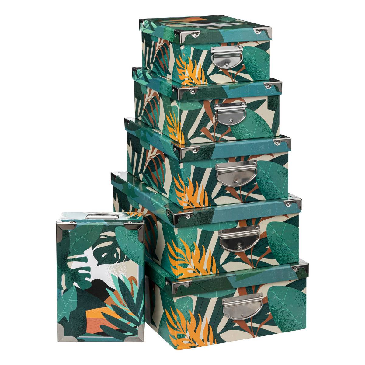 5five - 6 boîtes coin métal croco gris - Maison