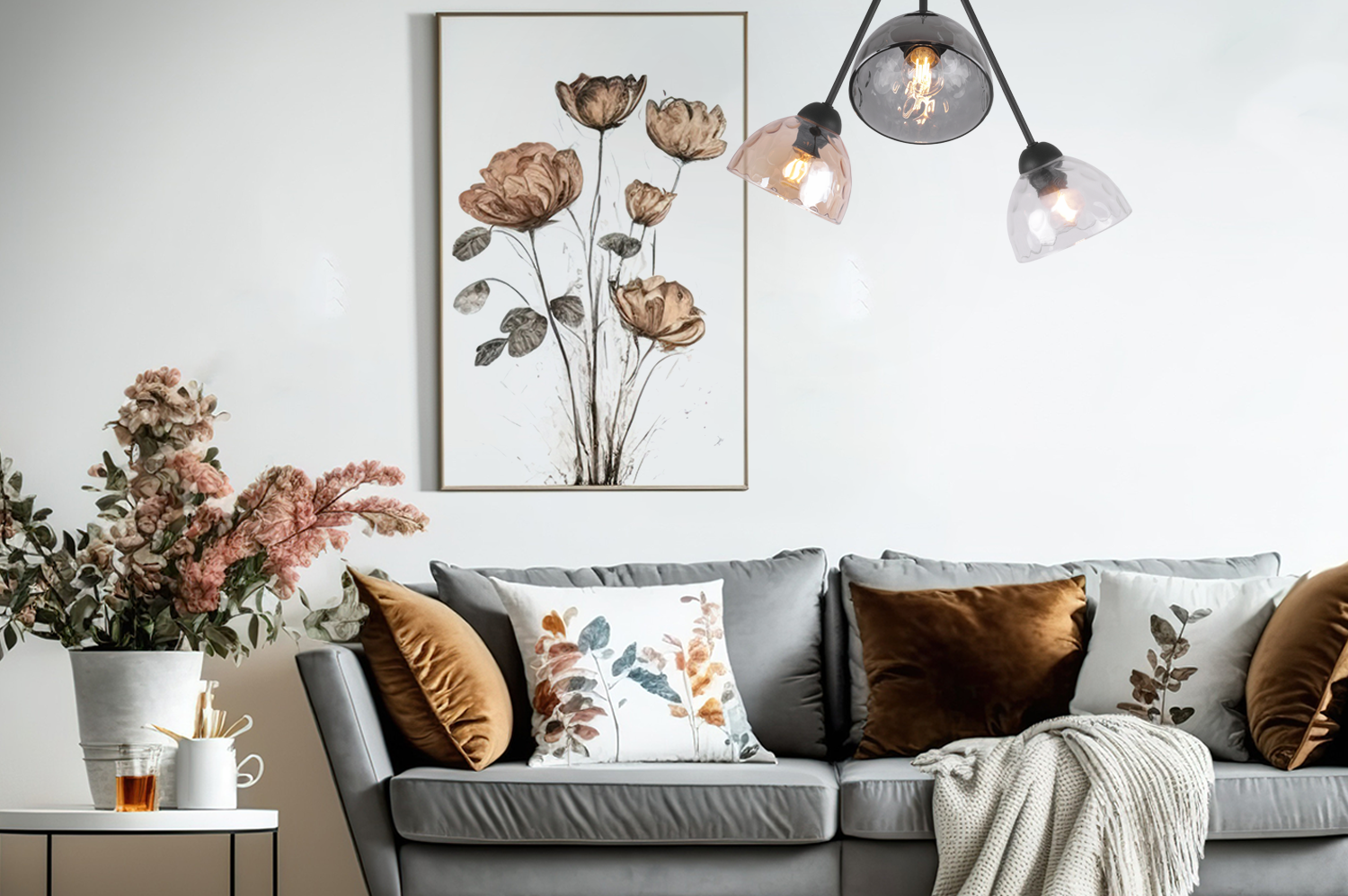 Lampa sufitowa wisząca Venice Trio modern 3xE27 klosz półokrąg wielokolorowy Light Home LH - 3