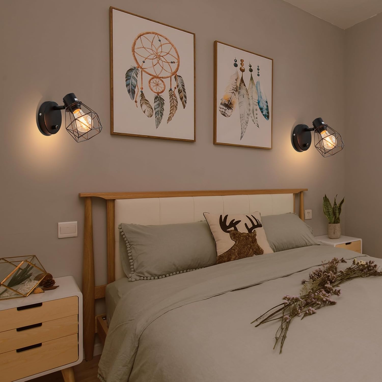 Regulowana 360° lampa ścienna do wnętrz, lampa ścienna w stylu retro industrialnym, oświetlenie wewnętrzne z regulacją jasności do sypialni, salonu i - 4