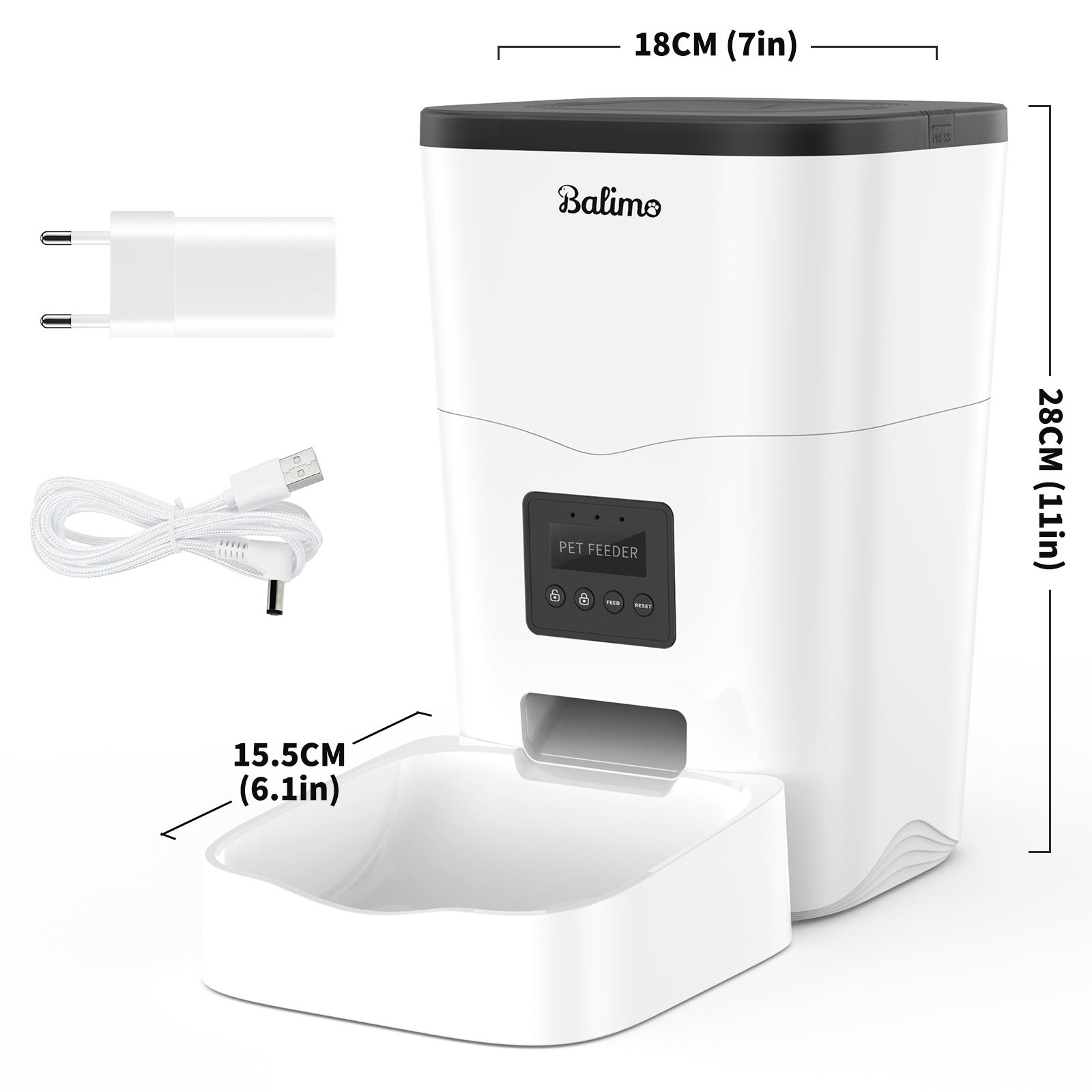 Balimo WIFI Distributeur de Croquettes 3L pour Chats/Chiens Télécommande Téléphone portable LCD,Adaptateur Secteur/Batterie,Fonction d'enregistrement - 5