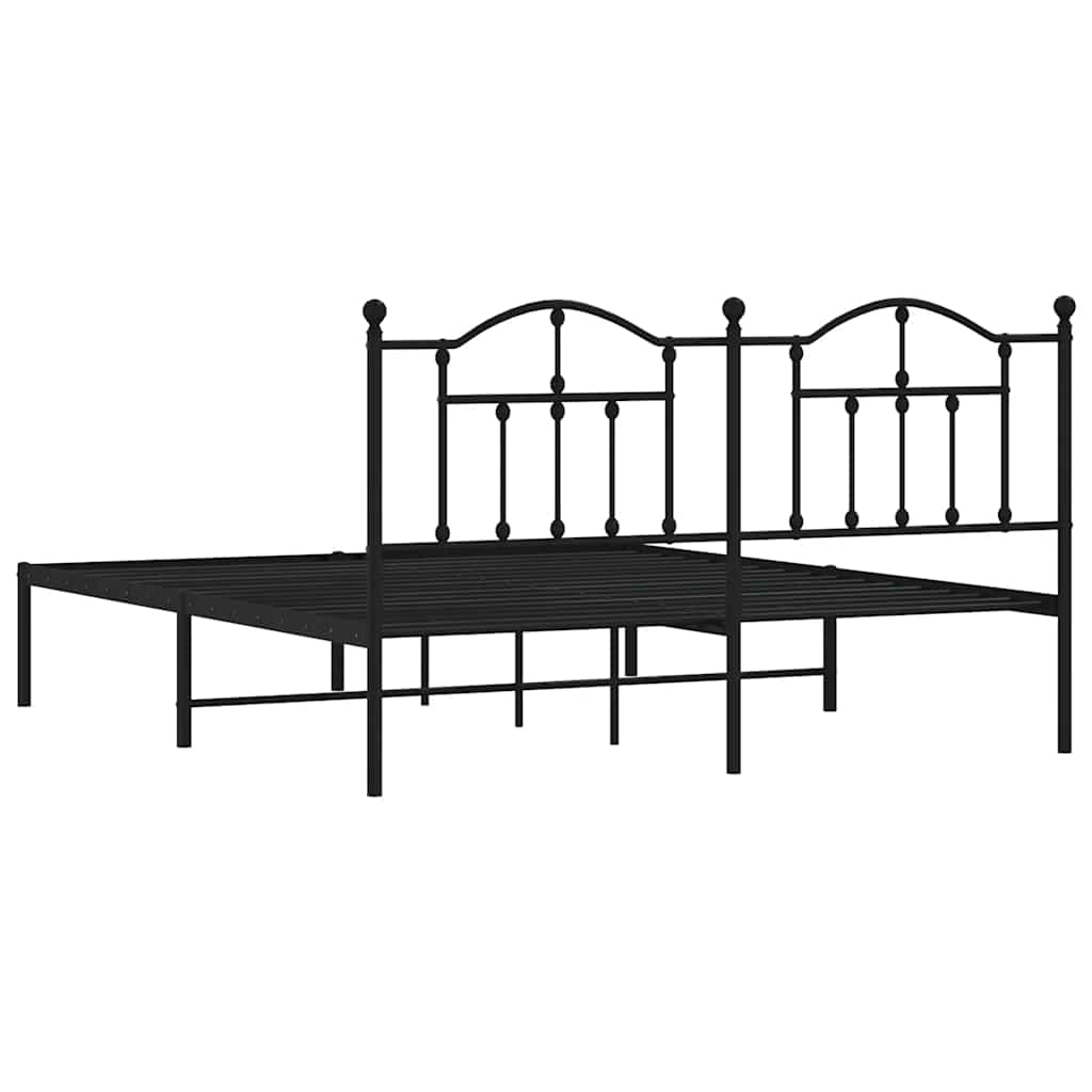 vidaXL Estructura de cama con cabecero metal negro 183x213 cm - 8