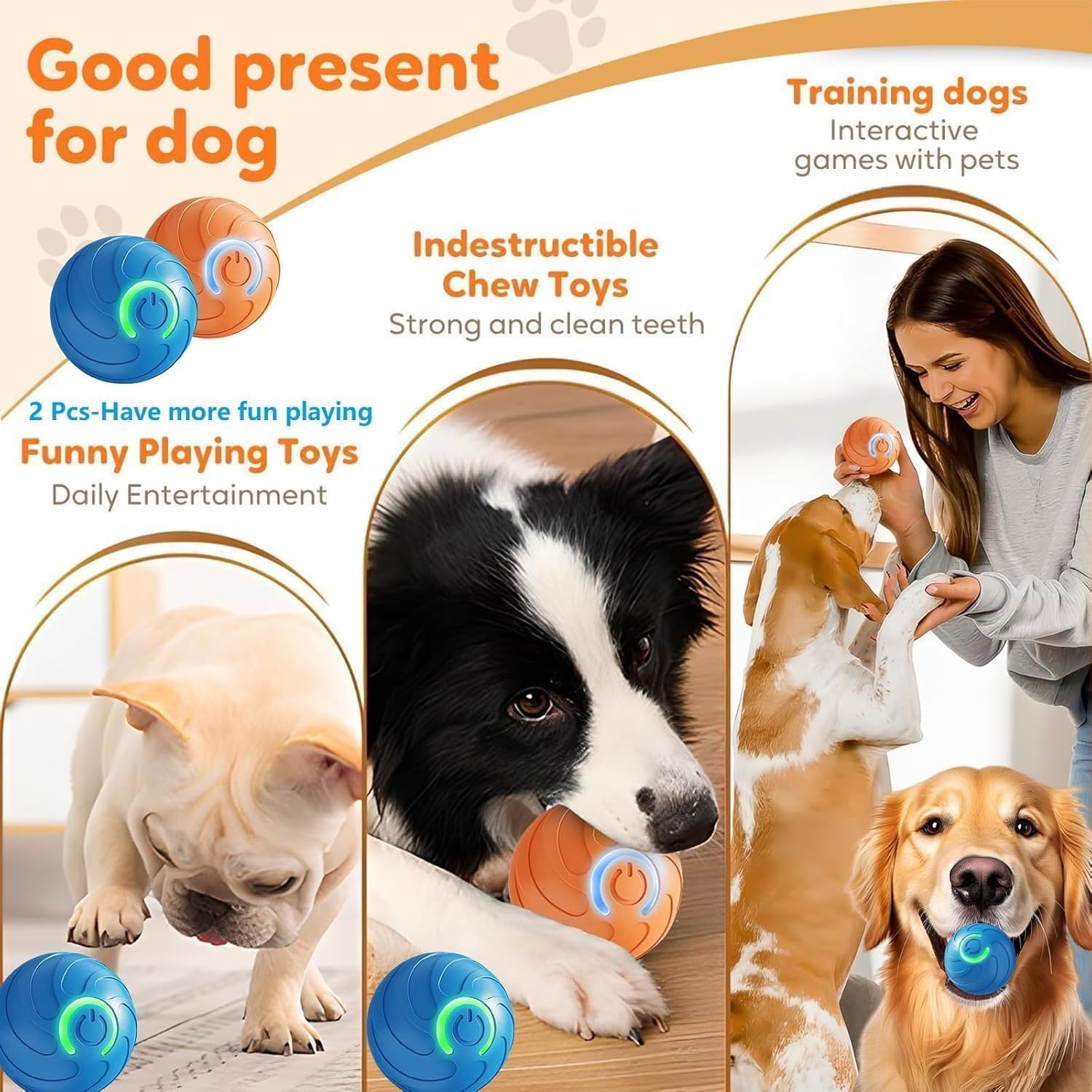 Pelota interactiva inteligente genérica 2026 para perros (azul): juguete recargable por USB con vibración y rebote automático, estimulación cerebral - 4