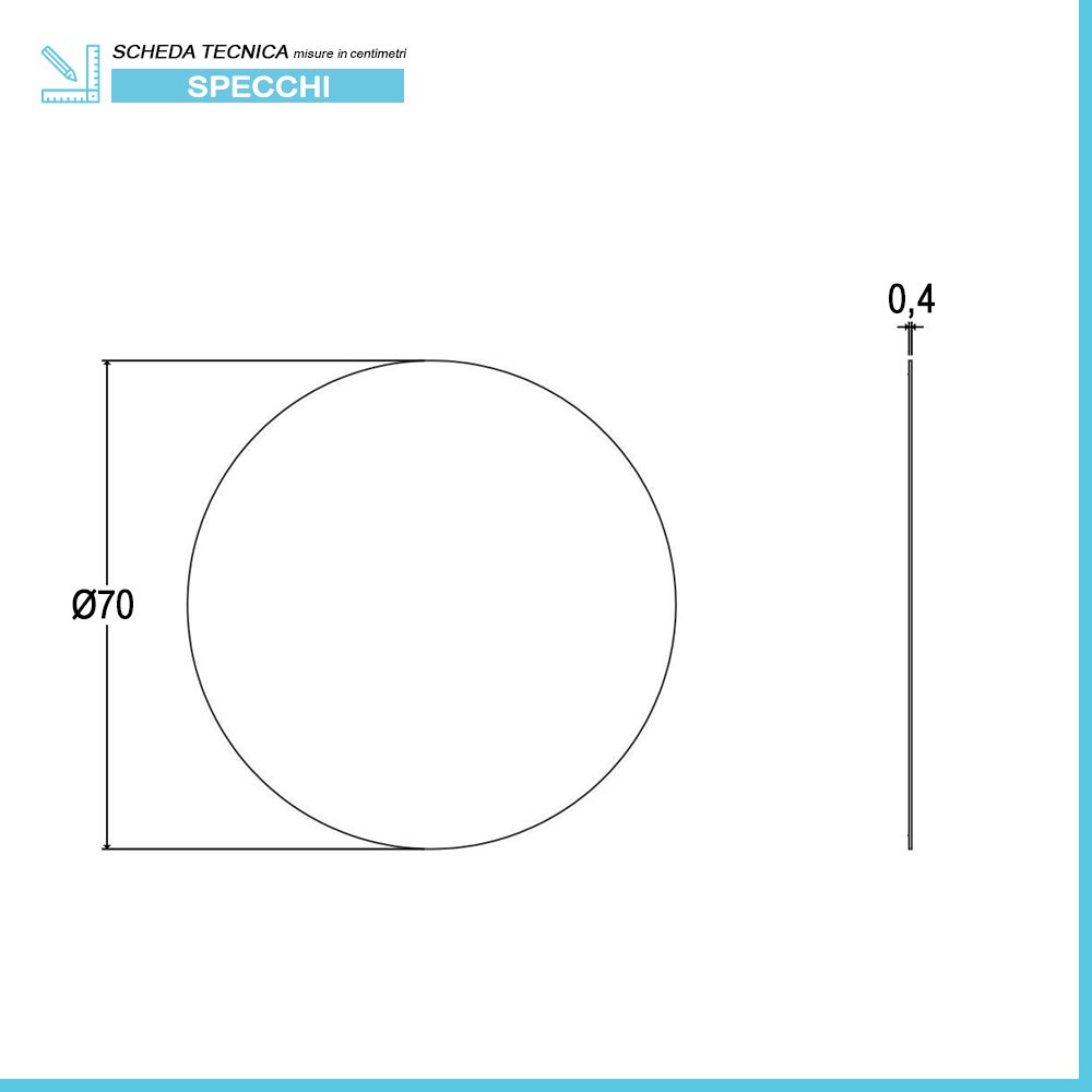 Specchio bagno tondo con diametro 70 cm a filo lucido - 2