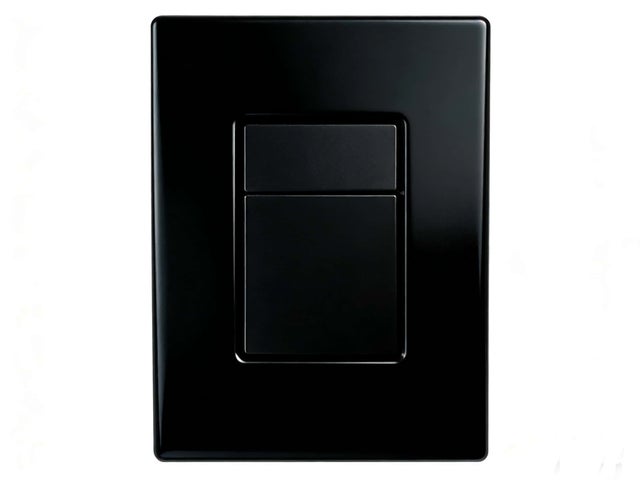 Placa de descarga compatible con GROHE GD2 para cisterna empotrada 38732 / 38966, doble descarga con pulsadores neumáticos - Negra