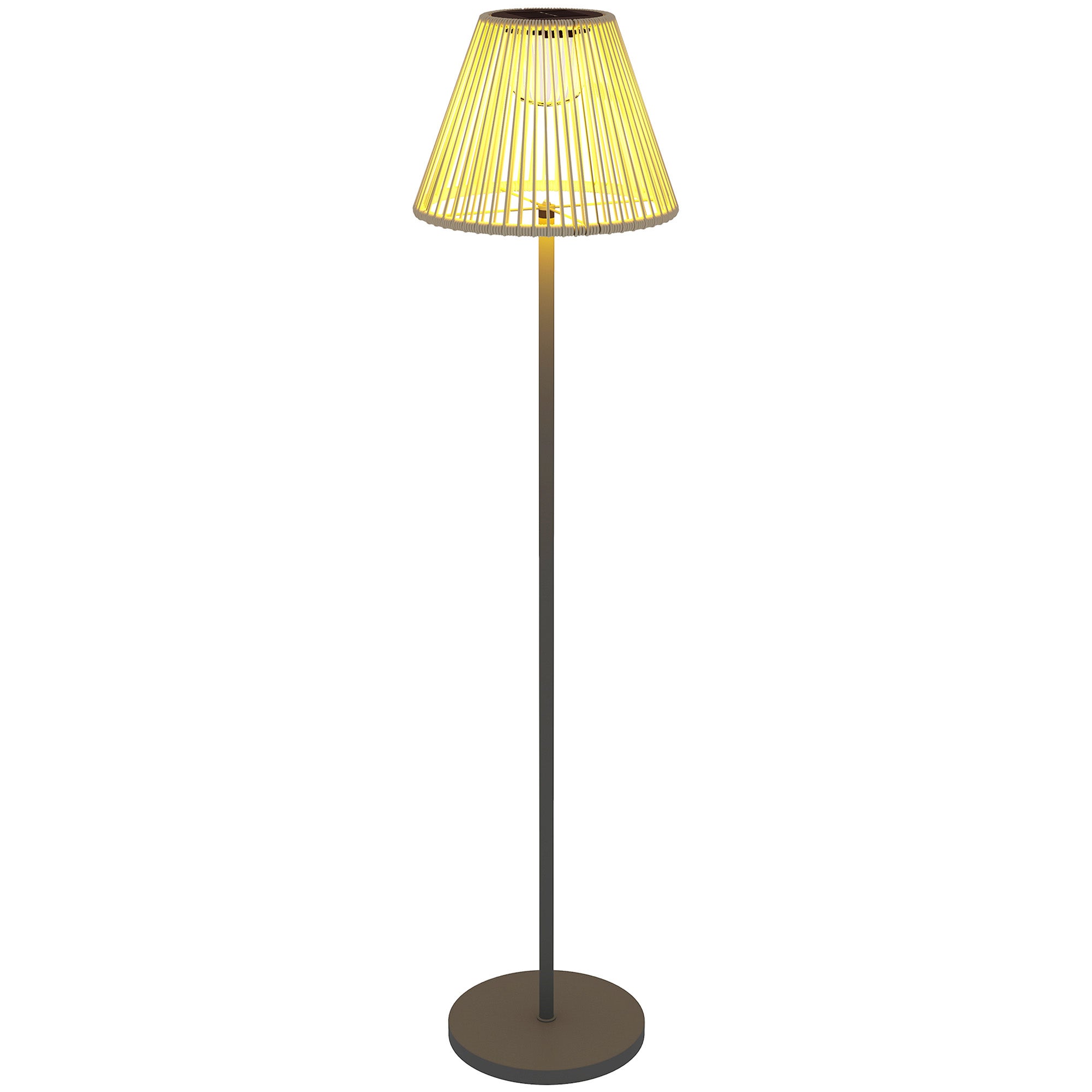 Lampa solarna stojąca w stylu rattanowym, lampa solarna z czujnikiem światła, 25 diod LED, wodoodporna lampa solarna IP44, balkon, trawnik, Ø33 x 135