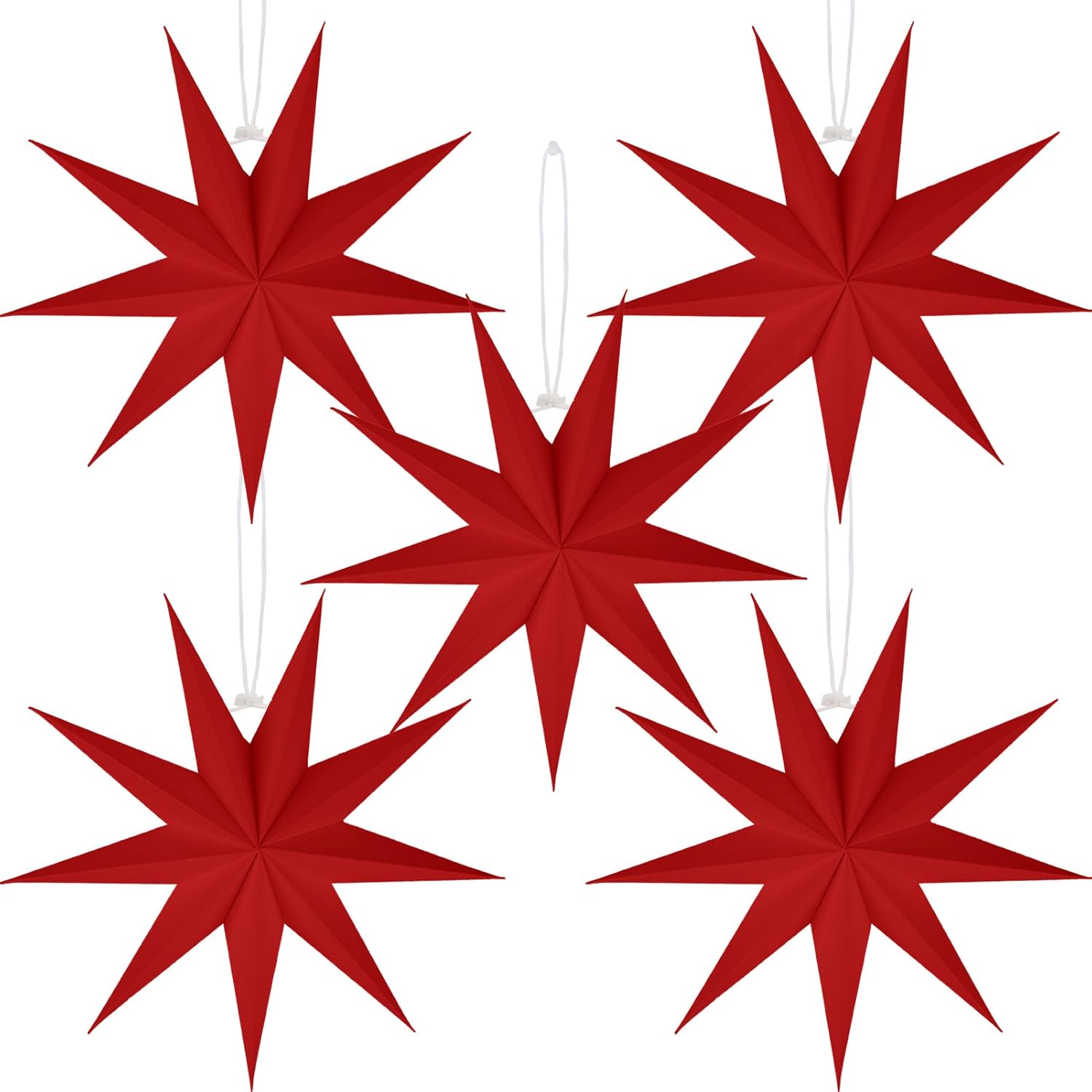 Lot de 5 lanternes étoiles rouges en papier de 30,5 cm, décorations de ...