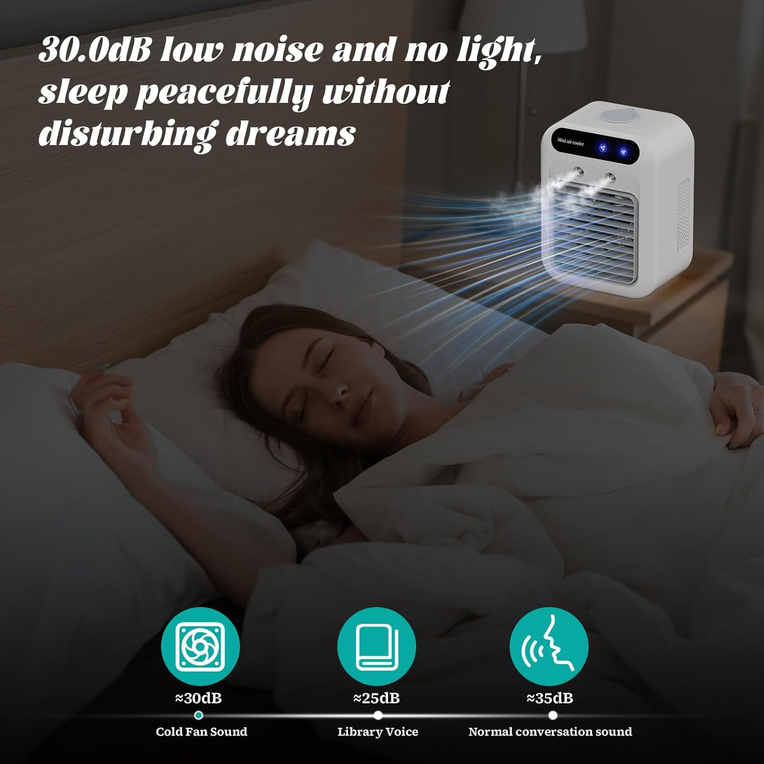Refroidisseur d'air portable, mini climatiseur mobile, ventilateur refroidisseur pour la maison, la chambre, le bureau - 7