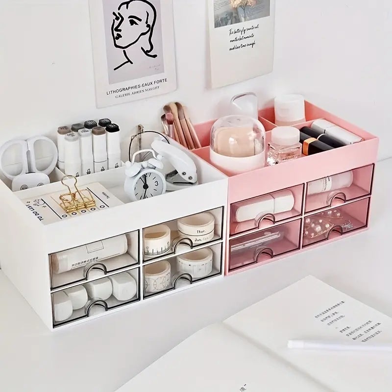 Cosmétique Boîte De Rangement Bureau Papeterie Organisateur Boîte De Rangement, Rose - 3