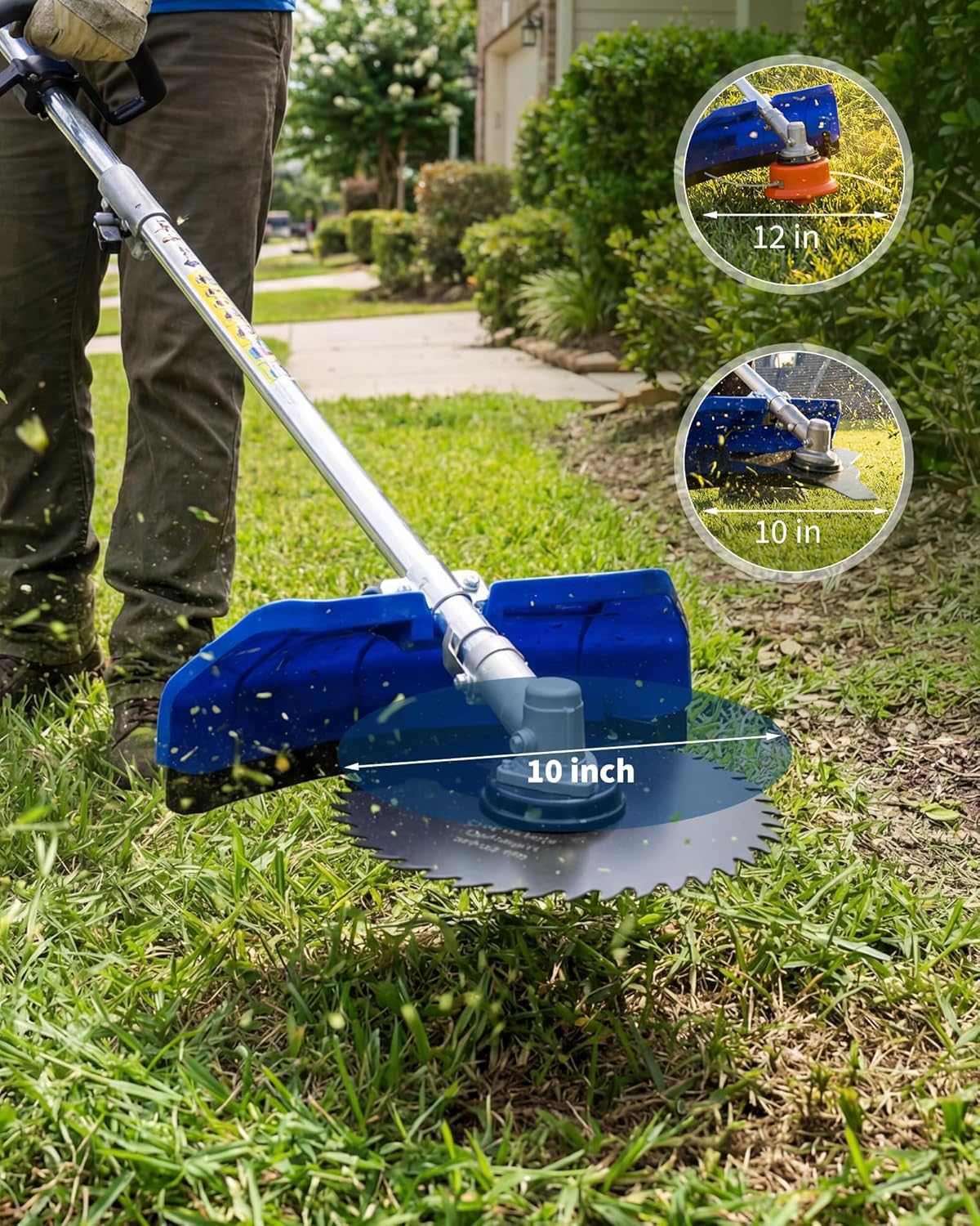 3 EN 1 Débroussailleuse thermique puissante 43cc– Coupe-bordures, coupe-herbe, coupe-brosse–Lame 3/40 dents, largeur 43cm - 6