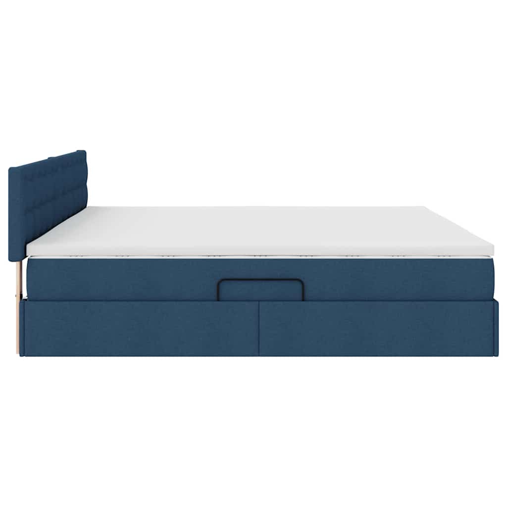Lit avec rangement et matelas en velours bleu pour la chambre, 200 × 200 cm - 9
