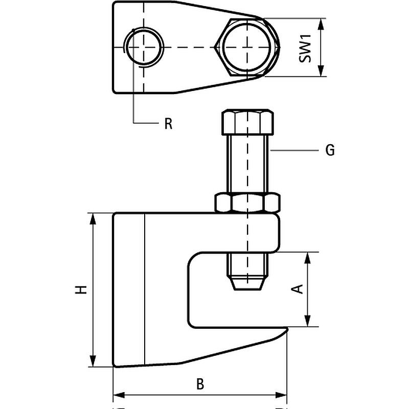 Pince pour poutrelles modèle C M10 B 45mm R 9mm - 2