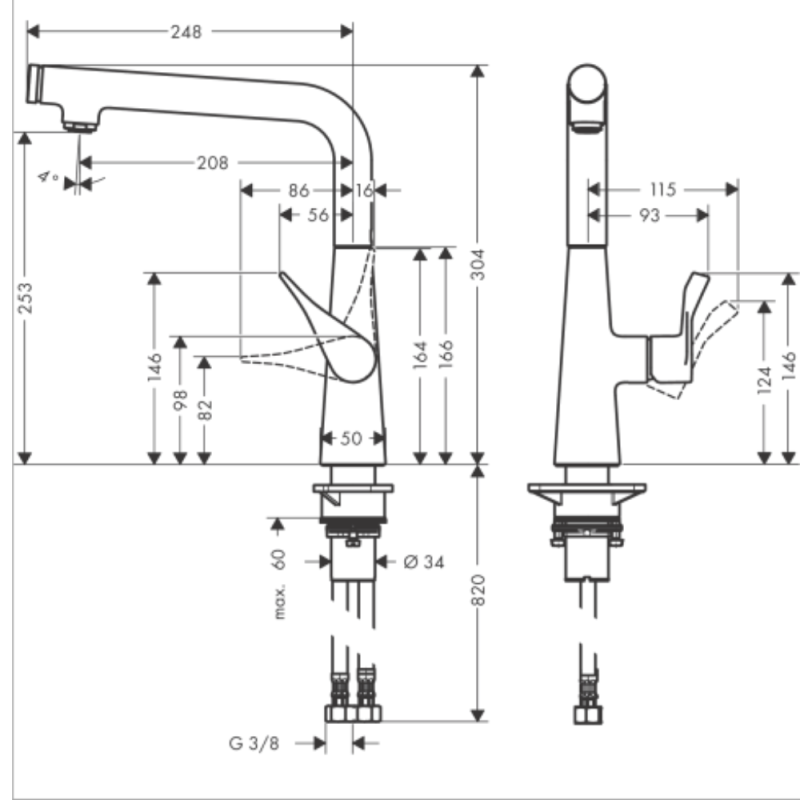 hansgrohe Metris Select Mitigeur monocommande de cuisine 260, 1jet, 14847000, 14847000, Colorazione: cromo - 3