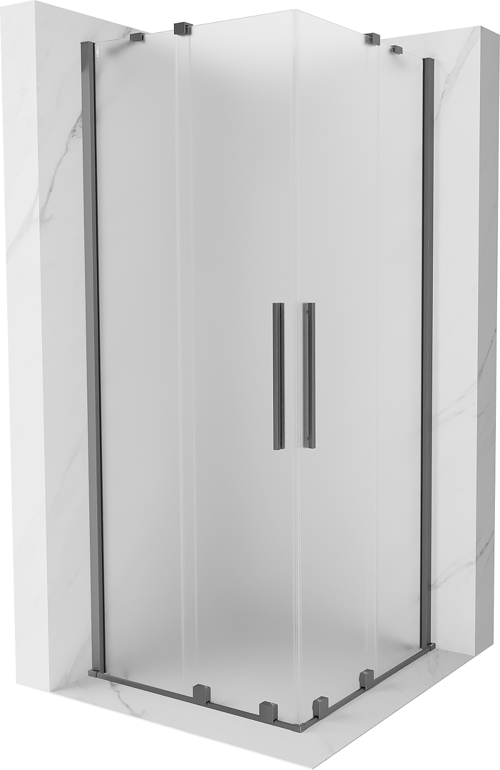 Mexen Velar Duo kabina prysznicowa rozsuwana 100 x 100 cm, szron, gun metal - 871-100-100-32-95