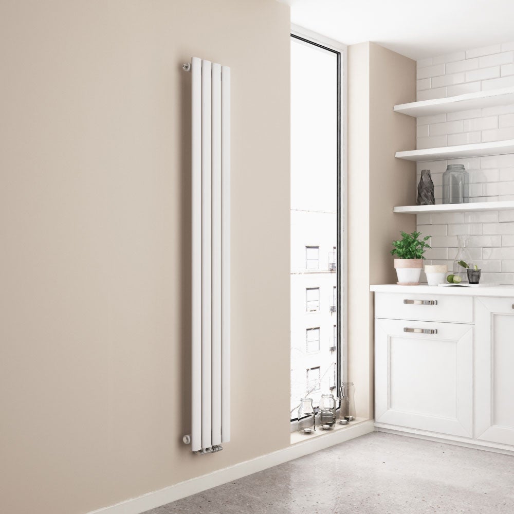 EMKE Grzejnik Stalowy Pojedynczy Pionowy 427W, 160x24 cm, 6 bar, do 6 m² – Biały