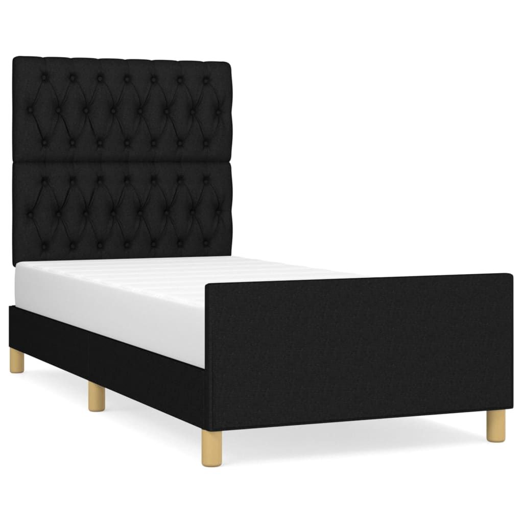 Cadre de lit sans matelas noir, tissu, pour la chambre, 100 × 200 cm - 2
