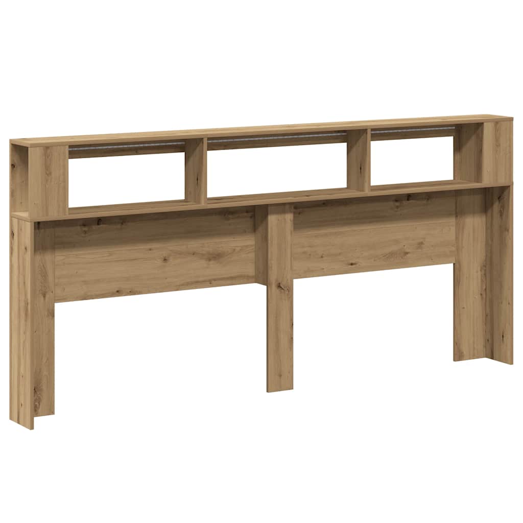 vidaXL Tête de lit à LED chêne artisanal 220x18,5x103,5 cm - 6