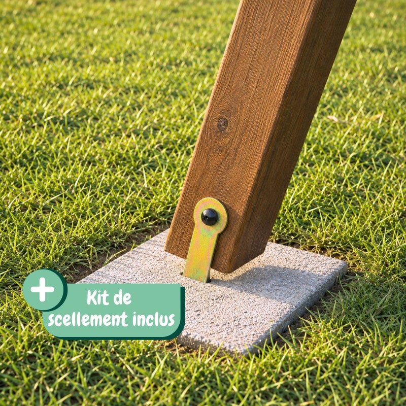 Portique en bois carré 2 agrès avec balançoire bébé et toboggan PRUNE - 7