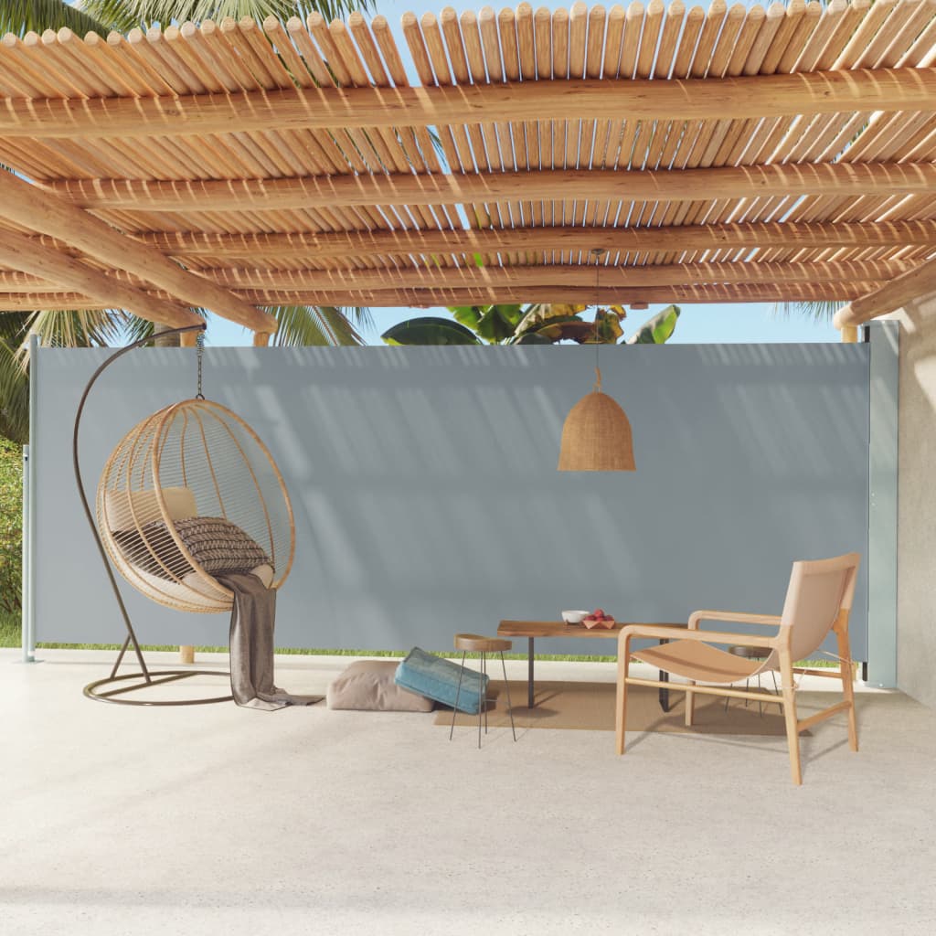 Toldo lateral | toldo exterior | toldo parasol retráctil de jardín gris 200x600 cm cfw523000
