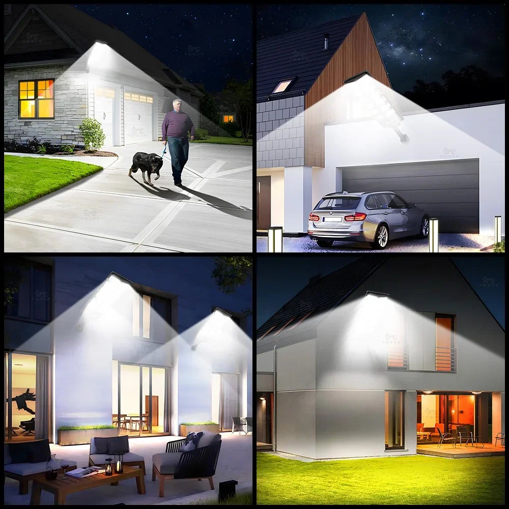 Luz solar superbrillante de 1008 LED, potente luz solar con sensor de movimiento, luz de calle solar para exteriores y jardín. - 7