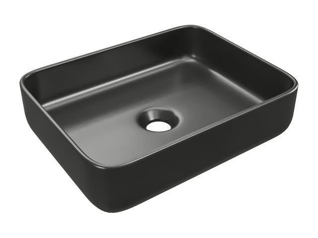 Umywalka nablatowa prostokątna ceramiczna - Czarny mat - 50 x 30 cm - JUNIKO II